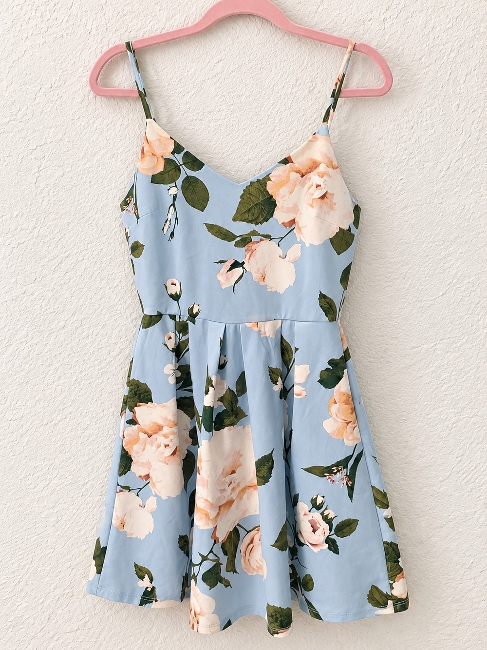Monteau Blue Floral Spaghetti-Strap Dress